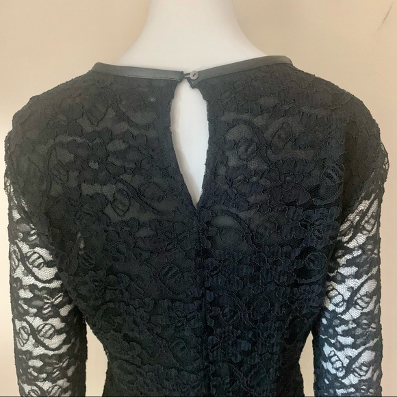 BROCHU WALKER Silk Lace Blouse Sheer Long Sleeves Black Style# HY13965 - Picture 11 of 16